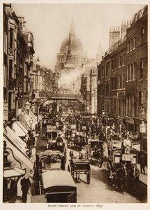 フリートストリートとセントポール、1897年、ザタイムズの写真（セピア写真） 作： English Photographer